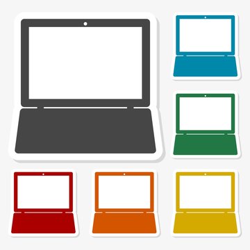 Multicolored paper stickers - Laptop Icon illustration