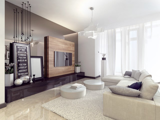 Modern living room interior 3d rendering