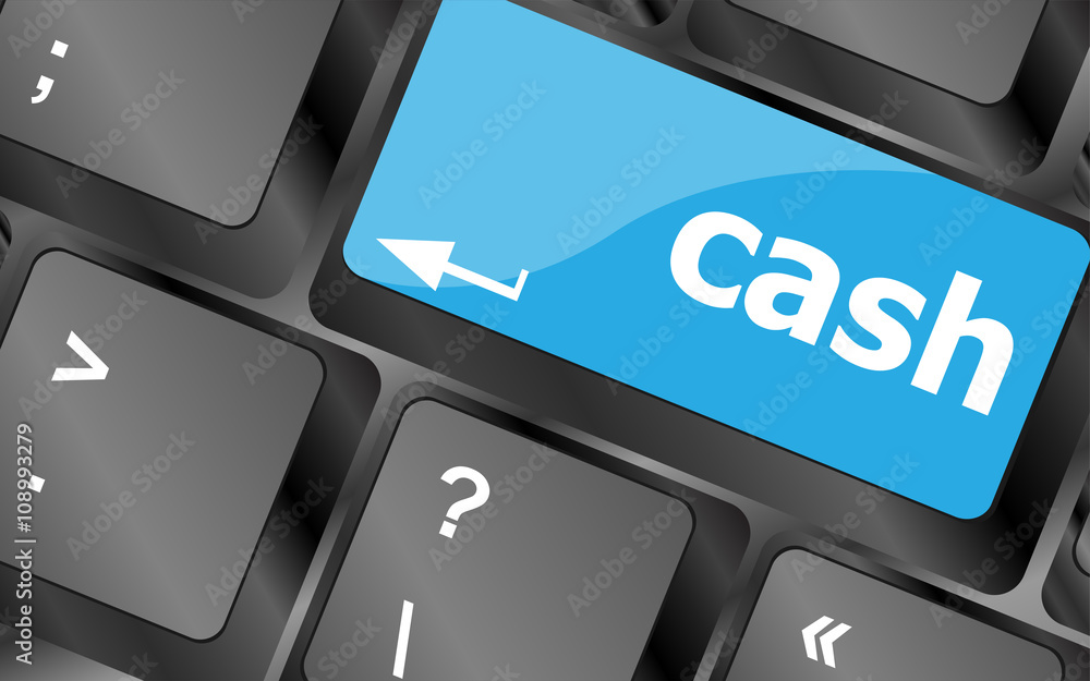 Poster cash for investment concept with a button on computer keyboard. keyboard keys icon button vector