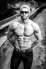 Shirtless man posing outdoor
