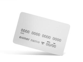 blank credit card with chrome numbers isolated on white 3d illus