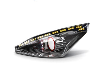 Headlamp car isolated on white background 3d render