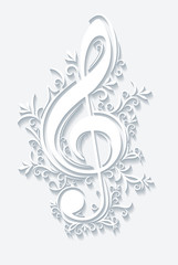 Abstract musical background with treble clef.