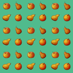 seamless pattern with apple and pear