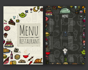The menu for the restaurant.