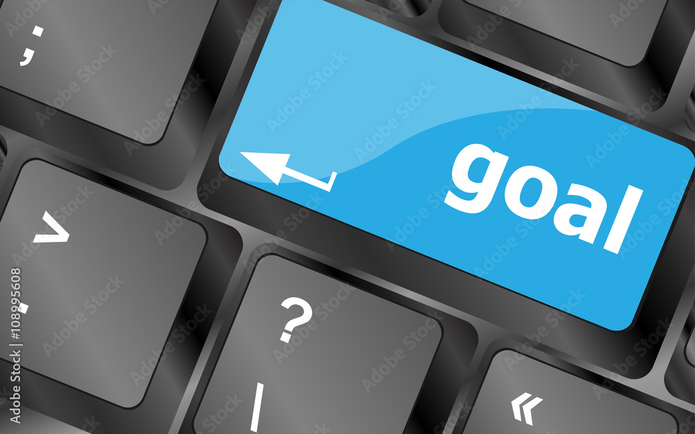 Poster goal button on computer keyboard - business concept. keyboard keys icon button vector