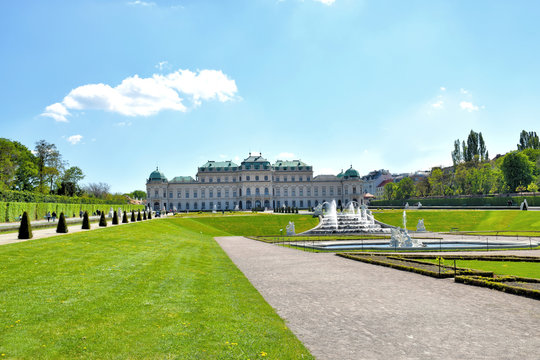 Wien Belvedere, Schloss, Oberes Belvedere, Park mit Wasserspielen