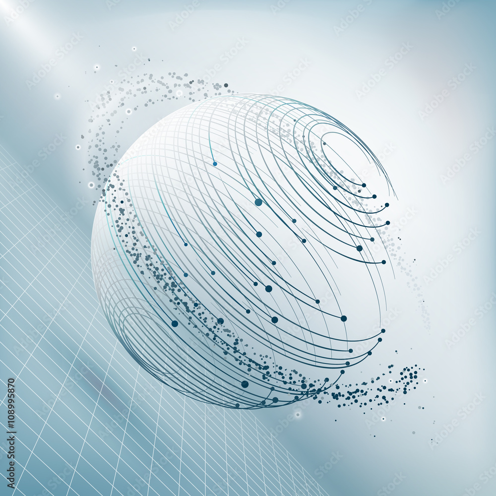  wireframe mesh polygonal element. sphere with connected lines and dots. connection structure. comple