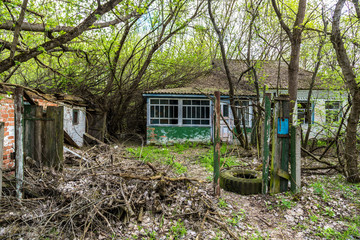 Fototapeta na wymiar Abandoned village in Chernobyl