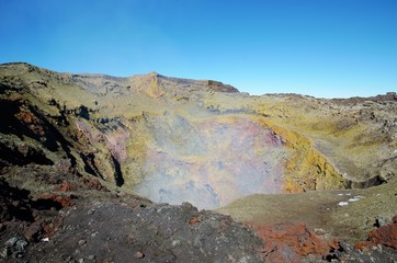 Obraz premium View into the crater of the volcano Villarrica close to Pucón in Chile, South America