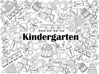 Kindergarten colorless set vector 