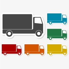 Multicolored paper stickers - Truck icon