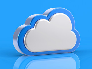 3D Laptop Background. Cloud Service Concept.