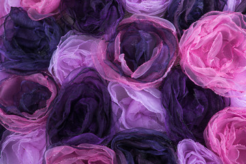 Fototapety  Background of pink and purple blossoms from cloth