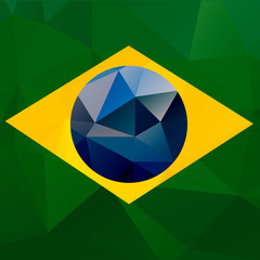 Brazil flag vector geometric background pattern concept with green triangles. Brazil flag concept.