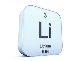 Lithium element on white square icon