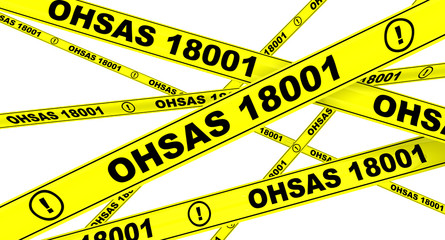 OHSAS 18001:2007. Yellow warning tapes