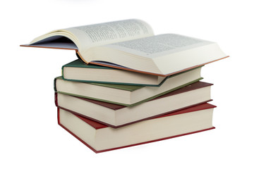 stack of  books isolated on white