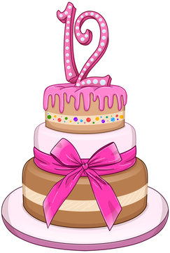 Pink Bat Miztvah Cake For 12th Birthday