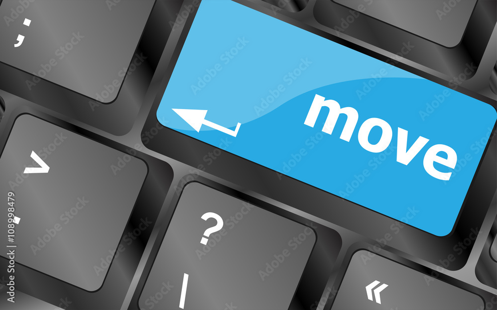 Poster move button word on keyboard keys. keyboard keys icon button vector