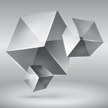 Vector cube, transparent object, graphic abstraction design
