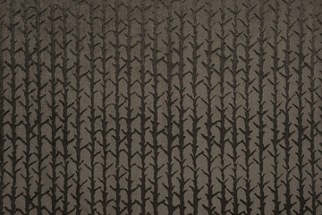 Green Velvet with Dark Tree or Bamboo Pattern Fabric Swatch