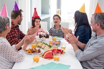 Happy family celebrating a birthday