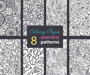 Sewing fabric with Vector Adult Coloring Book Textures Seamless Repeat ...