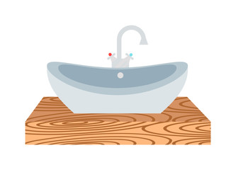 Washbasin bathroom cartoon flat vector illustration. 