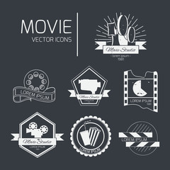 Vector cinema logos and signs