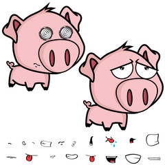 cute little big head pig cartoon set in vector format