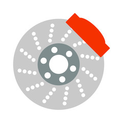 Obraz premium Car brake discs system spare part auto repair vehicle metal automobile tool vector illustration.