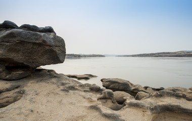 beautiful emeral color pond in a canyon of Sam Pun Bok in Ubonra