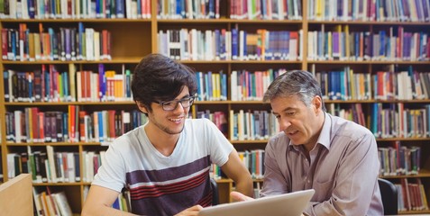 Professor assisting a student with studies