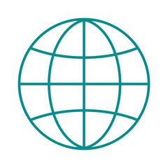 Globe earth icon reflection outline planet map symbol vector illustration.