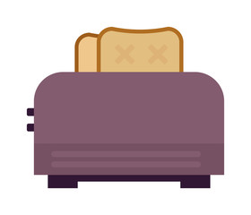 Toast popping toaster bread breakfast food kitchen utensil modern flat vector illustration.
