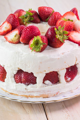 Homemade delicious strawberry cake.