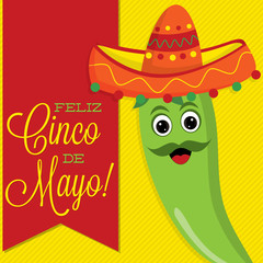 Chilli pepper character card in vector format.