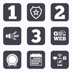 First, second and third place icons. Award medal