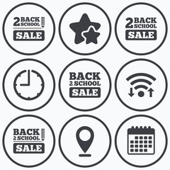 Obraz premium Back to school icons. Studies after the holidays