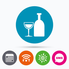 Alcohol sign. Drink symbol. Bottle with glass