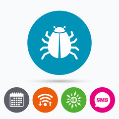 Bug sign icon. Virus symbol. Software bug error