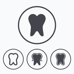 Tooth enamel protection icons. Dental care signs