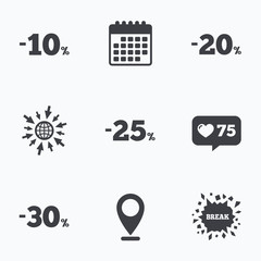 Sale discount icons. Special offer price signs.