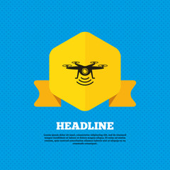 Drone icon. Quadrocopter with action camera.