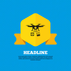 Drone icon. Quadrocopter with video camera.