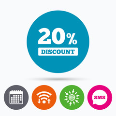 20 percent discount sign icon. Sale symbol.