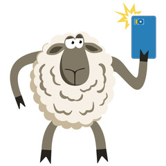 Naklejka premium Selfie goofy sheep vector illustration