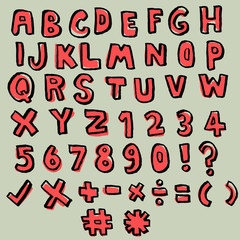 two tone doodle alphabet set,vector font