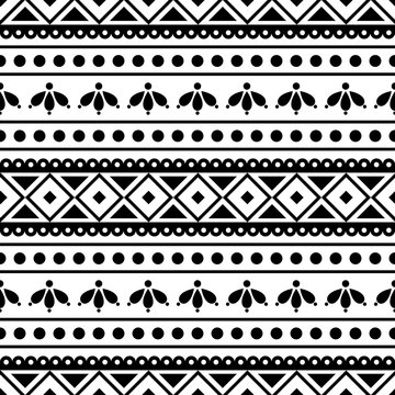 Seamless vector pattern. Black and white traditional etno background. Series of National, Folk, Etnic and Traditional Seamless Patterns.